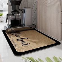 Load image into Gallery viewer, Doormat with &#39;Coffee Lovers&#39; text in a kitchen setting
