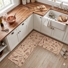 تحميل الصورة في عارض المعرض، Anti-Slip 4mm Premium PVC Leather Kitchen Mat Set | 2-Piece Anti-Fatigue Cushioned Rugs - Beige
