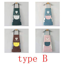 Load image into Gallery viewer, Four aprons on hangers with different color combinations and designs, labeled &#39;type B&#39;.
