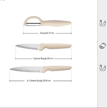 Load image into Gallery viewer, Kitchen Set of 3 Straight Knives + 1 Peeler
