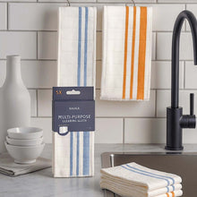 تحميل الصورة في عارض المعرض، Set of multi-purpose cleaning cloths with striped patterns on a kitchen counter.
