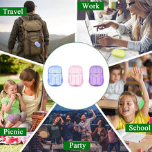 تحميل الصورة في عارض المعرض، Collage of people in various scenarios with a focus on three backpacks in different colors.
