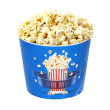 تحميل الصورة في عارض المعرض، Blue popcorn bucket filled with popcorn on a white background
