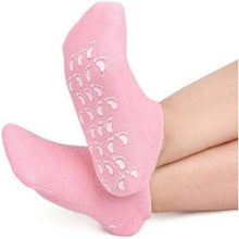 تحميل الصورة في عارض المعرض، Pink socks with white patterns on a white background
