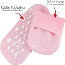 تحميل الصورة في عارض المعرض، Pink socks with rubber footprints and gel on inside, on a white background
