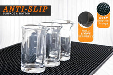 Load image into Gallery viewer, Black anti-slip mat with glasses on a white background, featuring text and graphics about anti-slip properties.
