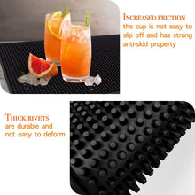 Load image into Gallery viewer, Black anti-skid mat with drinks and text highlighting its properties
