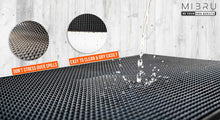 Load image into Gallery viewer, Textured black surface with water droplets, promotional text, and MIBRU branding.

