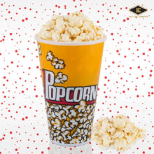 Load image into Gallery viewer, Plastic Popcorn Container Retro Style | Small Reusable Popcorn Buckets filled with popcorn.
