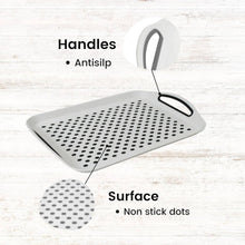 تحميل الصورة في عارض المعرض، Plastic &amp; Silicone Anti Slip Rectangular Tray wit Edges &amp; Handle
