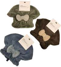 Load image into Gallery viewer, Three towel hair wraps with bow details on a white background
