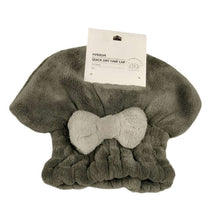 Load image into Gallery viewer, Gray quick dry hair cap with a bow on a white background
