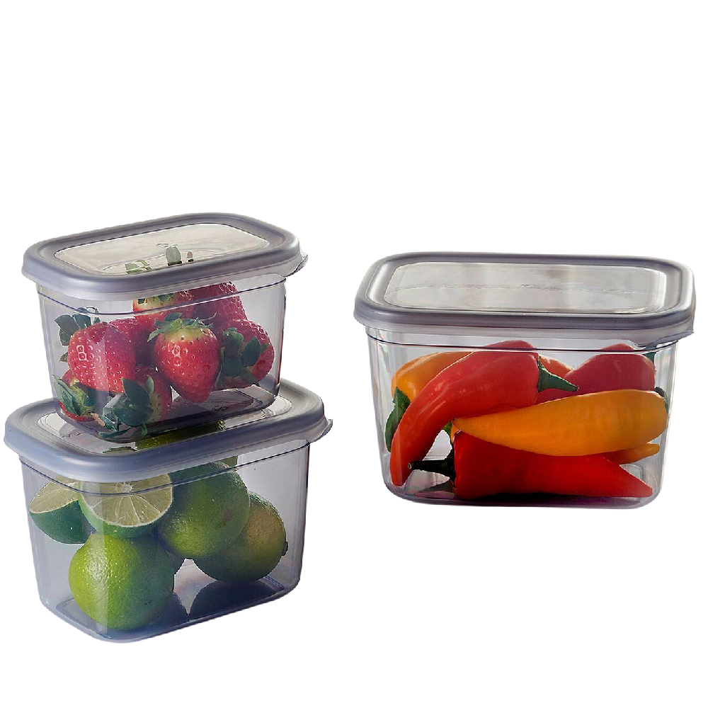 Food Storage Containers Set with Plastic Lid (3 Pcs - 2,300 ml., 1,300 ml., 800 ml.)