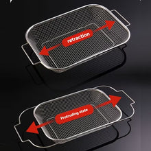 Load image into Gallery viewer, Two views of a car sunshade with retraction and protruding state labels on a black background.
