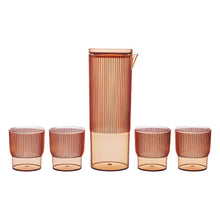 Load image into Gallery viewer, Set of rose gold carafe and four glasses on a white background
