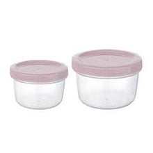Load image into Gallery viewer, Two clear plastic storage containers with light pink screw-on lids, shown on a plain white background.

