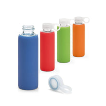 Load image into Gallery viewer, Bottles - Glass Bottle with Silicone Cover - 420 ml. Borosilicate Glass Bottle with Leakproof Lid
