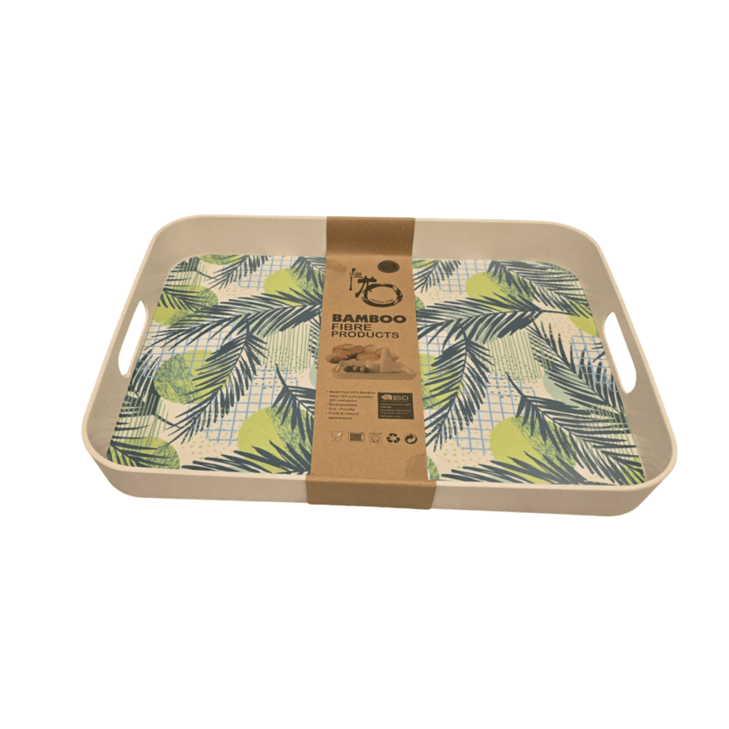 Serving Trays - Bamboo Fibre Rectangular Tray with Edges & Handles