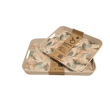 Load image into Gallery viewer, Serving Trays - Bamboo Fibre Rectangular Tray with Edges &amp; Handles
