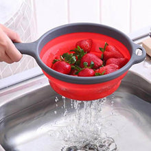 تحميل الصورة في عارض المعرض، Red collapsible colander with strawberries being rinsed in a sink
