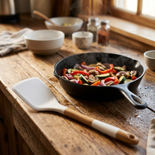 Load image into Gallery viewer, Silicone Cooking Turner with Wooden Handle
