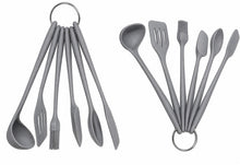 Load image into Gallery viewer, Set of gray kitchen utensils on a white background
