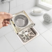تحميل الصورة في عارض المعرض، Sink Garbage Strainer - Square Hair Catcher for Showers - Kitchen Sink Plug Strainers Drain Hair Catcher Stainless Steel in use
