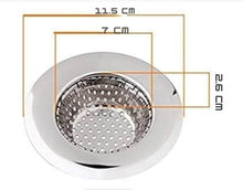 تحميل الصورة في عارض المعرض، Stainless steel drain strainer with dimensions labeled
