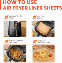 Load image into Gallery viewer, Air Fryer Disposable Paper Liners (20 x 20 cm) - 100 Square Non-Stick Disposable Air Fryer Paper
