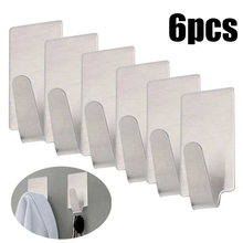 Load image into Gallery viewer, Strong Adhesive Hooks - 6 Pcs Stainless Steel Hooks for Kitchen, Bathroom, Bags, Towel, Coat, Keys, Robe, Home, Office
