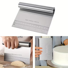 Load image into Gallery viewer, Metal ruler with measurement markings used for cooking and baking on a white background.
