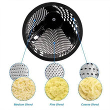 Load image into Gallery viewer, Inside view of the cone grater with grating examples
