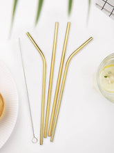 Load image into Gallery viewer, Straws - Reusable Stainless Steel Straws - (Set of 4 Pieces Straws with Cleaning Brush)
