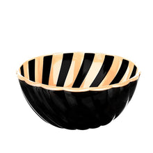 Load image into Gallery viewer, Black acrylic bowl with warm-toned striped interior
