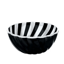 Load image into Gallery viewer, Large black striped acrylic bowl with light interior
