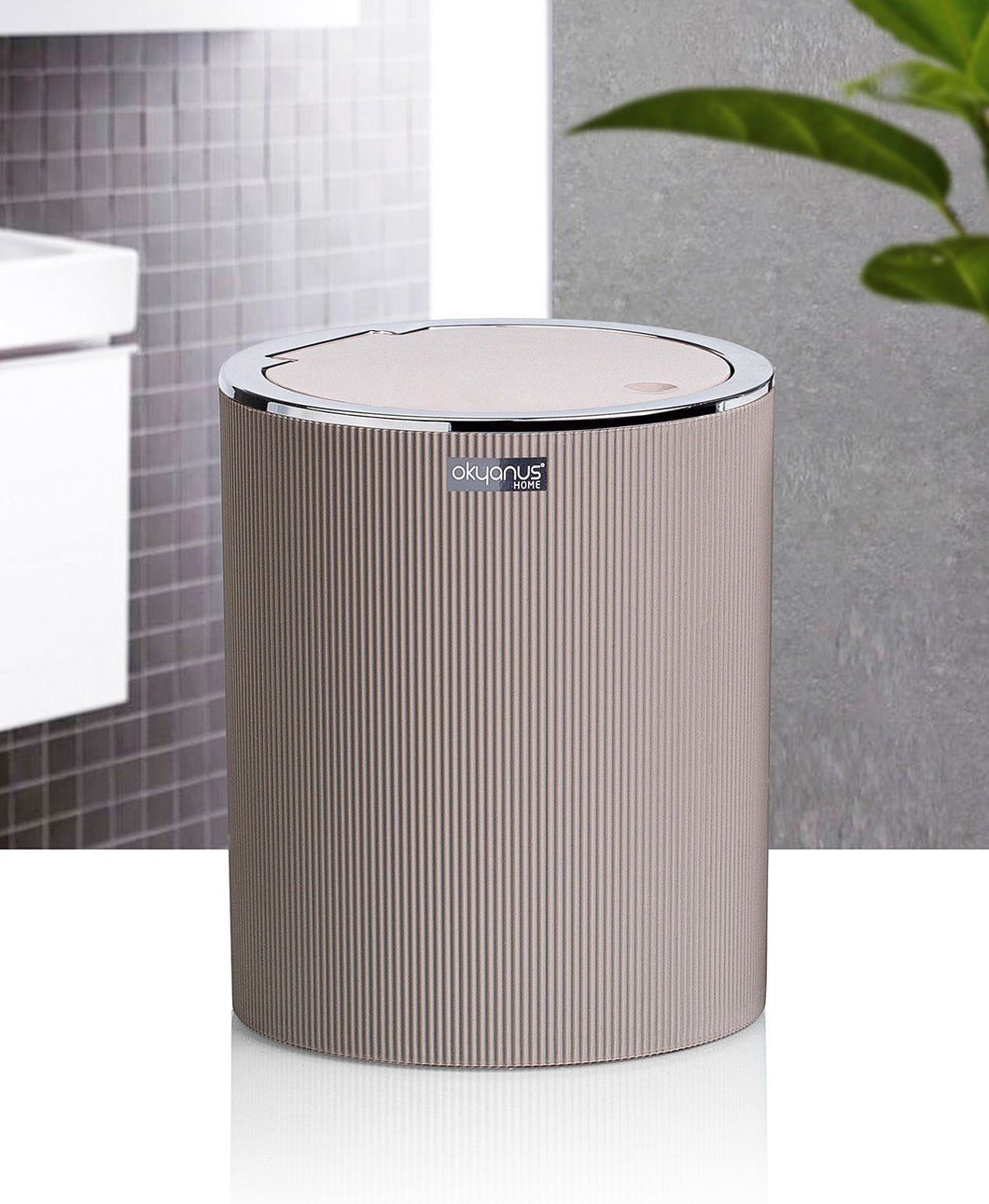 Bathroom Accessory Waste Bin Decor Bathroom  (Stripped) - Silver Frame