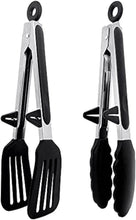 Load image into Gallery viewer, Tong / Grabber - Silicone Serving &amp; Cooking Locking Tong Srainer With Built-in Stands
