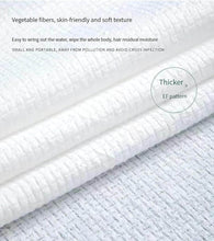 Load image into Gallery viewer, White textured fabric with text describing its properties on a light gray background
