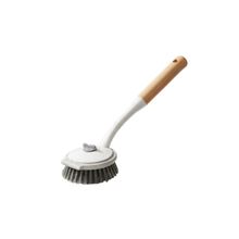 تحميل الصورة في عارض المعرض، Round Multipurpose Dust Cleaning Brush | Soft Bristle Hand Broom with Wooden Handle - White
