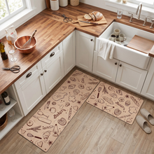 Load image into Gallery viewer, 4.0 mm Premium PVC Kitchen Mat with Non-Slip Backing, Set of 2 (50x80 cm &amp; 50x150 cm) - Beige
