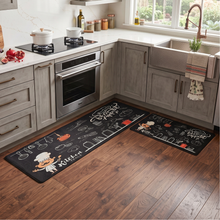 تحميل الصورة في عارض المعرض، 4.0 mm Premium PVC Kitchen Mat with Non-Slip Backing, Set of 2 (50x80 cm &amp; 50x150 cm) - Black (Chef &amp; Kitchen Tools)

