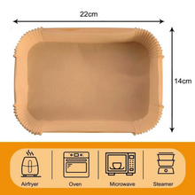 Load image into Gallery viewer, Air Fryer Disposable Paper Liners (22 x 14 cm) - 100 Rectangular Non-Stick Disposable Air Fryer Paper
