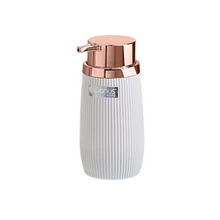 Load image into Gallery viewer, Bathroom Accessory Set Striped 400ml. Decor Bathroom Soap Dispenser - Copper Frame
