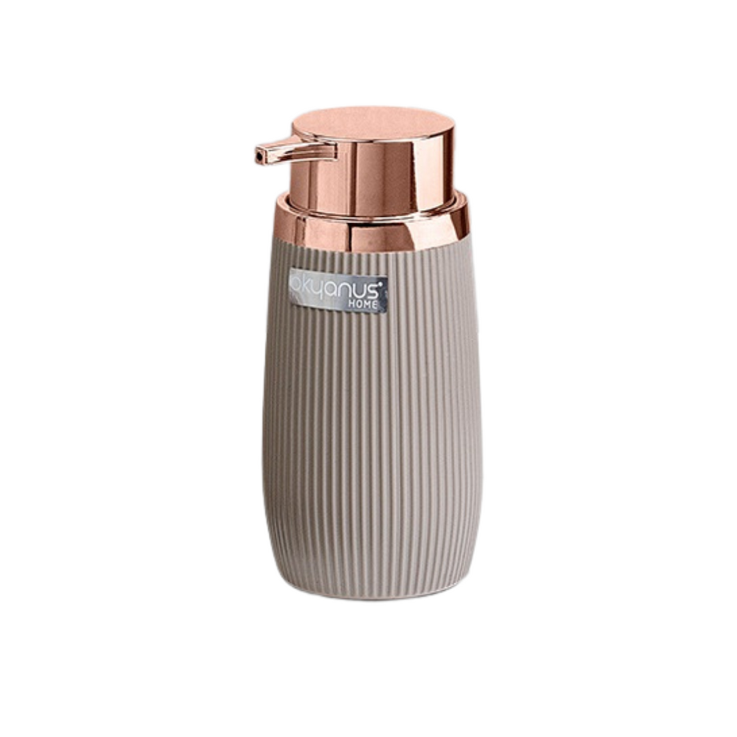 Bathroom Accessory Set Striped 400ml. Decor Bathroom Soap Dispenser - Copper Frame