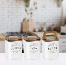 Load image into Gallery viewer, Coffee, Tea and Sugar Storage Containers Set - Set of 3 x 900 ml Acrylic Canisters
