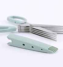Load image into Gallery viewer, Mint green scissors and clothespin on a white background
