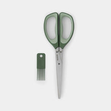 Load image into Gallery viewer, Green scissors with a comb on a white background
