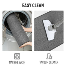تحميل الصورة في عارض المعرض، Text 'EASY CLEAN' with images of washing a mat in a machine and cleaning it with a vacuum cleaner.
