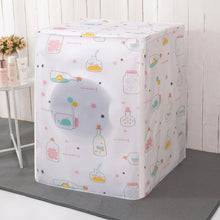 Load image into Gallery viewer, Washing machine covered with a colorful patterned cover on a wooden floor.
