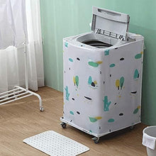 Load image into Gallery viewer, Portable washing machine with cactus pattern on a wooden floor against a green wall.

